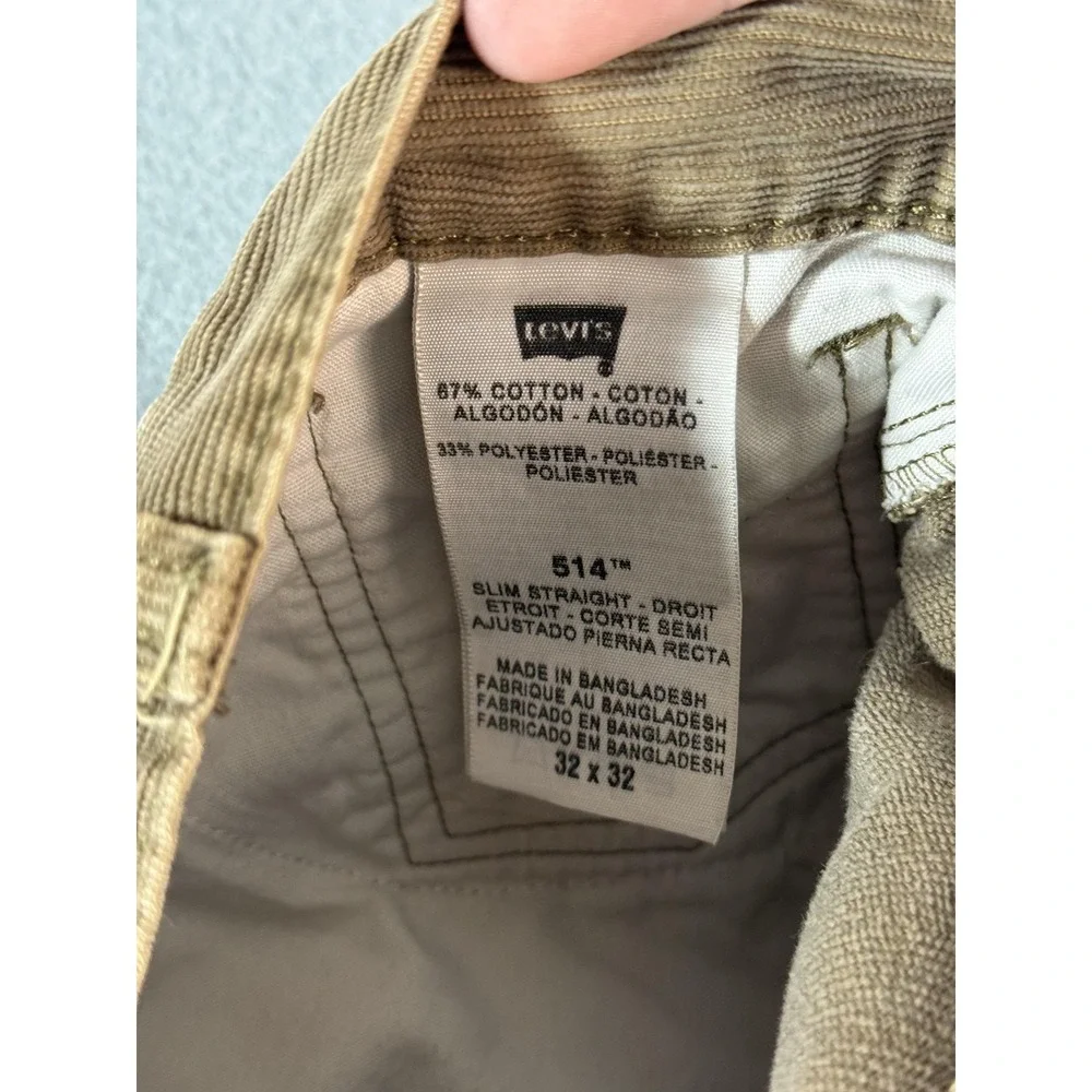 Levi's 514 Pants Mens 32x32 Brown Slim Straight Corduroy Khakis Casual 5-Pocket